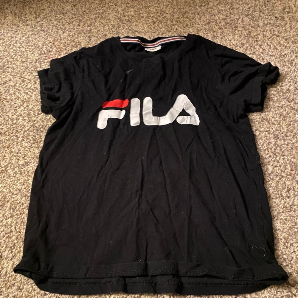 Fila Black T-Shirt with Red and White Logo